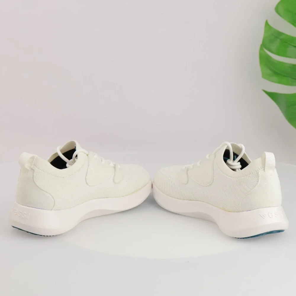 Vessi Womens Everyday Move Sneaker Size 7 Waterproof White Knit Lace Up Shoe Low
